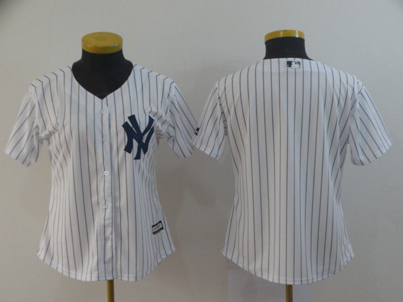 Women New York Yankees Blank White MLB Jersey->women mlb jersey->Women Jersey